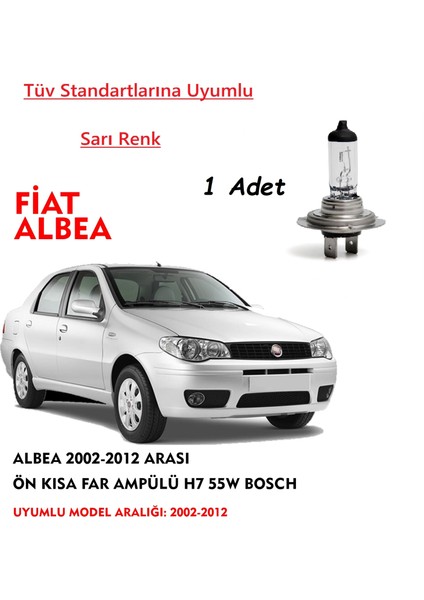 Albea 2002-2012 Arası Ön Kısa Far Ampülü Sarı Renk ( 1 adet)