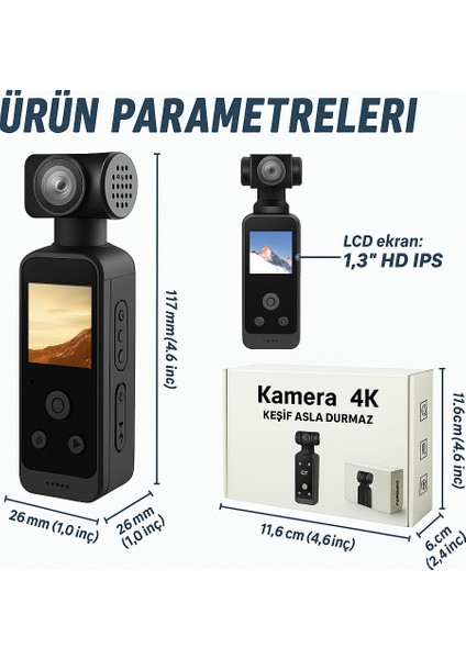4K Profesyonel Hd Taşınabilir LCD Ekranlı Su Geçirmez Aksiyon Kamerası K850H fiyatları