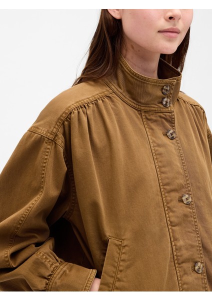 Kadın Kahverengi Twill Bubble Ceket modelleri