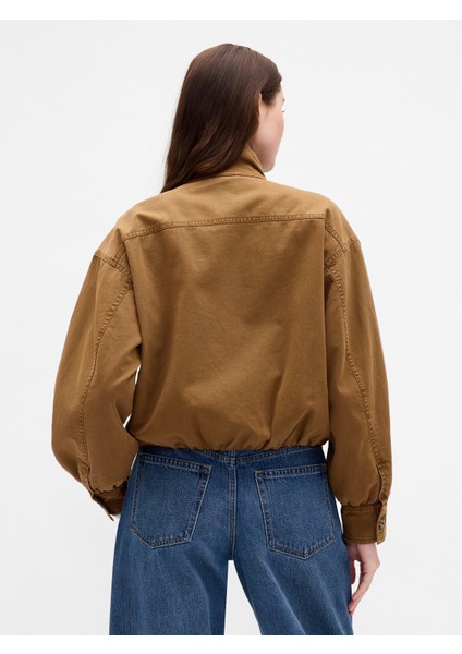 Kadın Kahverengi Twill Bubble Ceket fırsatları