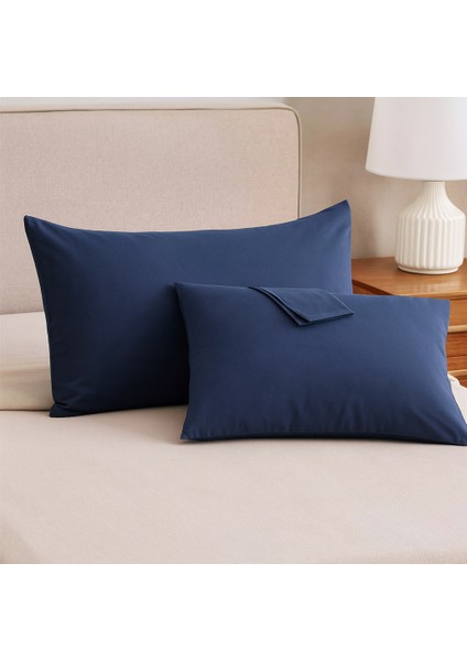 Lacivert Yastık Kılıfı Pamuk Kumaş Kapaklı (2 Adet) 50 x 70 cm fiyatları