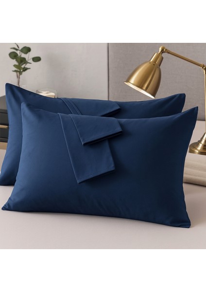 Lacivert Yastık Kılıfı Pamuk Kumaş Kapaklı (2 Adet) 50 x 70 cm modelleri