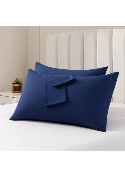 Lacivert Yastık Kılıfı Pamuk Kumaş Kapaklı (2 Adet) 50 x 70 cm fırsatları