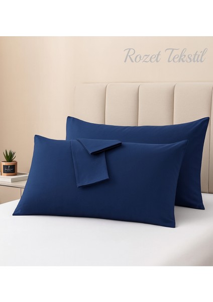 Lacivert Yastık Kılıfı Pamuk Kumaş Kapaklı (2 Adet) 50 x 70 cm