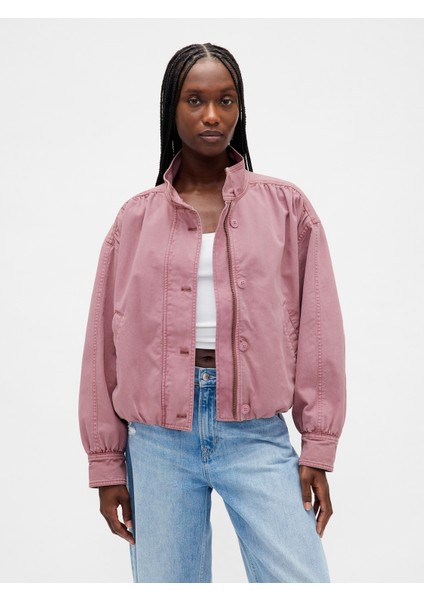 Kadın Pembe Twill Bubble Ceket