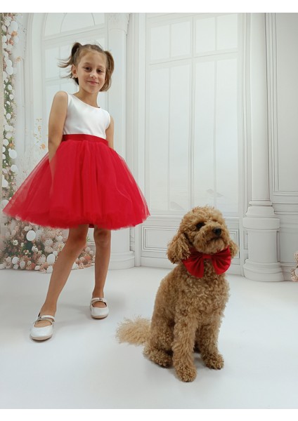 Ada Model Kırmızı / Beyaz Mezuniyet , Kutlama Elbisesi