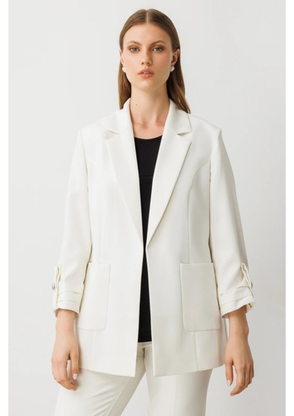 Torba Cepli Kolu Katlı Ceket Ekru 04530