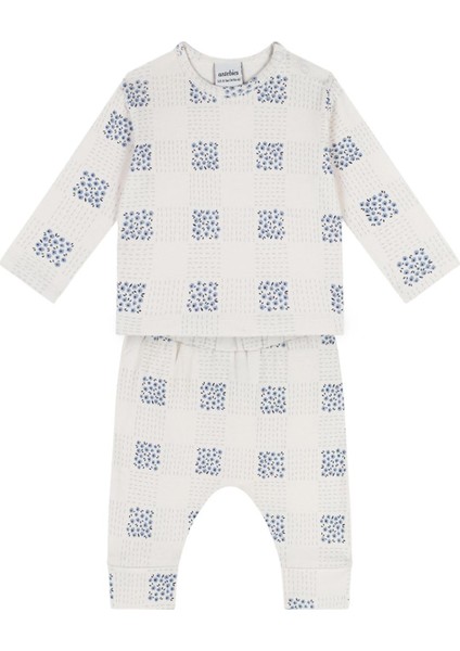 Ekose Çiçek Uzun Kollu Tshirt Pantolon Set fiyatları