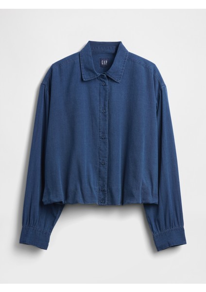 Kadın Mavi Bubble Hem Gömlek fiyatları