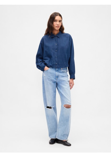 Kadın Mavi Bubble Hem Gömlek indirimleri