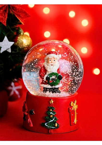 2026 Yılbaşı Temalı LED Işıklı Kar Küresi – Noel Baba Figürlü 9 cm Orta Boy Yeni Yıl Süsü - 46