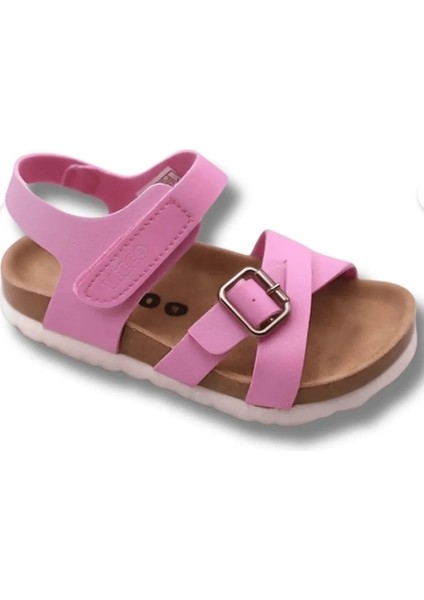 Kız Çocuk Pembe Ortopedik Deri Günlük Sandalet