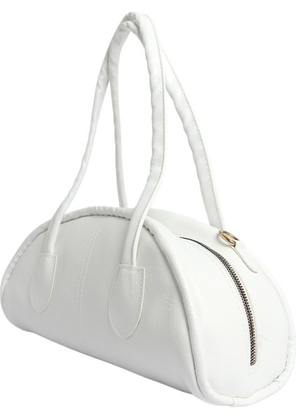 Yarım Ay Formlu Kadın Omuz Çantası - Beyaz Renk - Şık ve Modern Tasarım modelleri