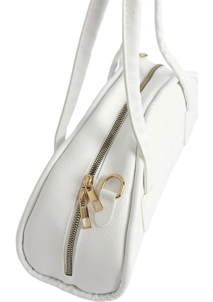 Yarım Ay Formlu Kadın Omuz Çantası - Beyaz Renk - Şık ve Modern Tasarım fırsatları