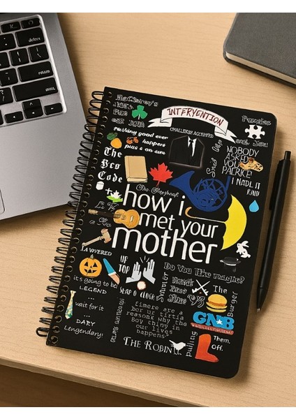 How I Met Your Mother Temalı Spiralli Çizgili Defter – 80 Yaprak, 160 Sayfa (18 x 24 Cm)