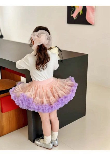 Kız Çocuk Prenses Tütü Etek – Pembe ve Lila Fırfırlı Kat Kat Parti ve Özel Gün Elbisesi fiyatları