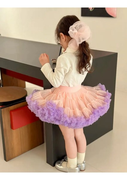 Kız Çocuk Prenses Tütü Etek – Pembe ve Lila Fırfırlı Kat Kat Parti ve Özel Gün Elbisesi fırsatları