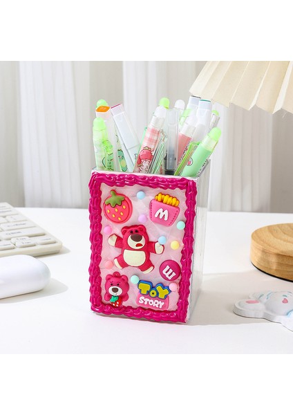 Krem Tutkal Kalemlik Eğitici Oyuncaklar Akrilik Büyük Kapasiteli Saklama Kutusu Masaüstü Süsler Çocuk Diy Hediye (Yurt Dışından)