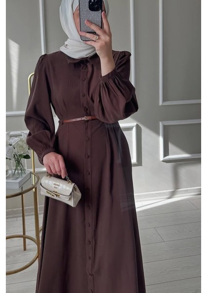 Reyyan Elbise - Düğme Detaylı Tensel Kumaş Elbise modelleri