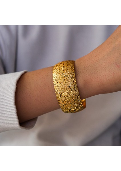 Altın Kaplama Cam Kırığı Model Bilezik 3 cm BLZ-3079 fiyatları