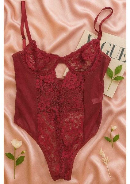 Kadın Bordo Transparan Tül Dantel Iç Giyim fiyatları