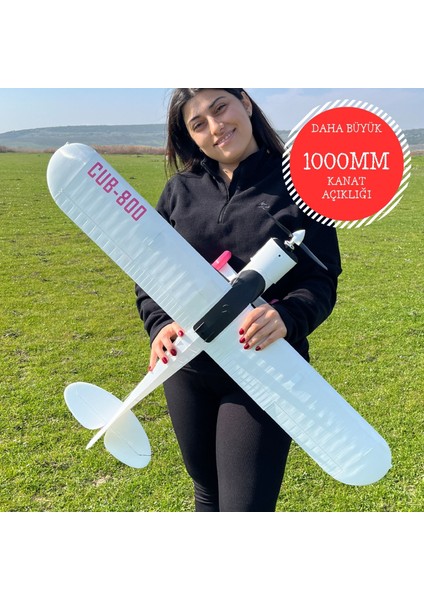 Rc Model Uçak - Crayclecub 1000MM Geniş Kanatlı Pipercub Gövde Kiti