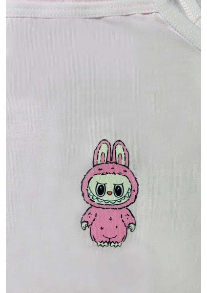 3'lü Kız Çocuk Labubu Baskılı Pamuklu Çamaşır Takımı