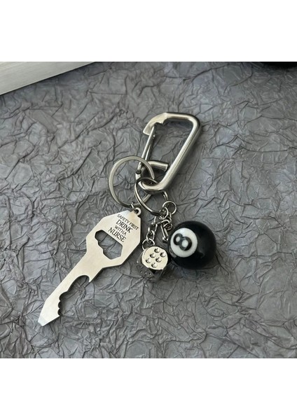 3D Siyah No 8 Bilardo Anahtarlık Şanslı Zar Bira Şişesi Açıcı Moda Yaratıcı Kadınlar Erkekler Katı Metal Karabiner Kolye Hediye Scolor: A -2 10.8 (Yurt Dışından)