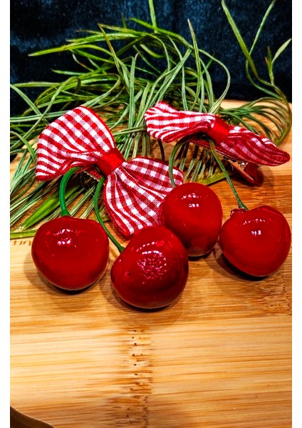 Maşalı Lüks Kırmızı Kiraz Toka