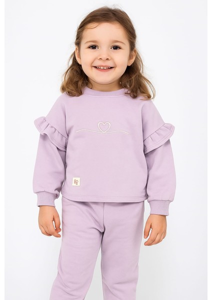 Kız Çocuk Kalp Nakışlı Eşofman Takımı