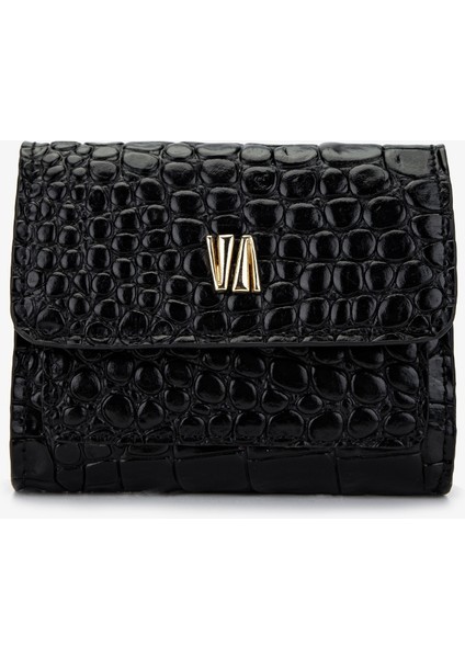 Kadın Hakiki Deri Siyah Kroko Cüzdan 301 Ece Bn Cuzdan Y24 Sıyah Kroko