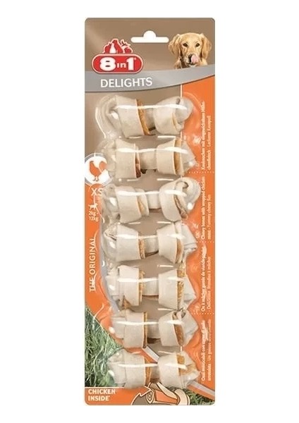 8 In 1 Delights Bones Tavuklu Köpek Kemik Ödülü Xsmall 7X84 gr