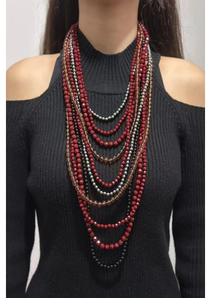Çok Katlı Elegant Boncuklu Kadın Kolye