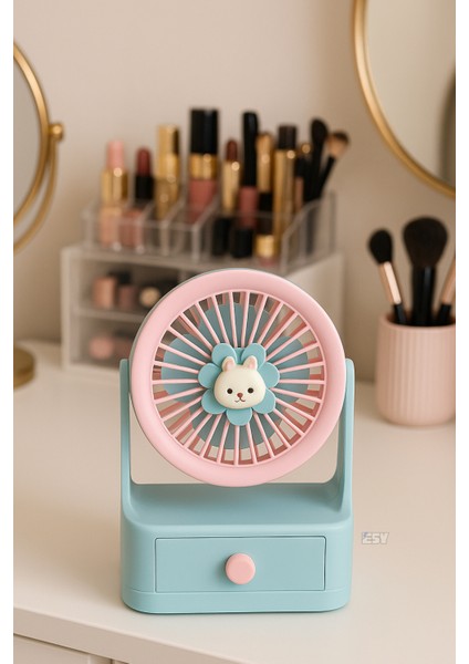 Şarjlı Masaüstü Vantilatör & Takı Kutulu Organizer | Çekmeceli Tasarım modelleri