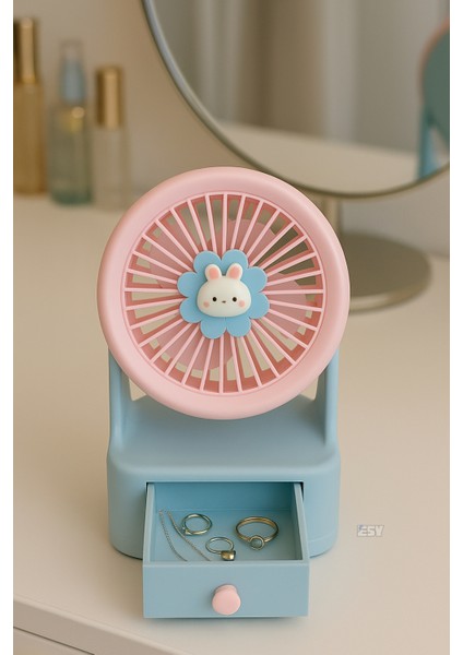 Şarjlı Masaüstü Vantilatör & Takı Kutulu Organizer | Çekmeceli Tasarım fırsatları