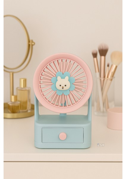 Şarjlı Masaüstü Vantilatör & Takı Kutulu Organizer | Çekmeceli Tasarım indirimleri