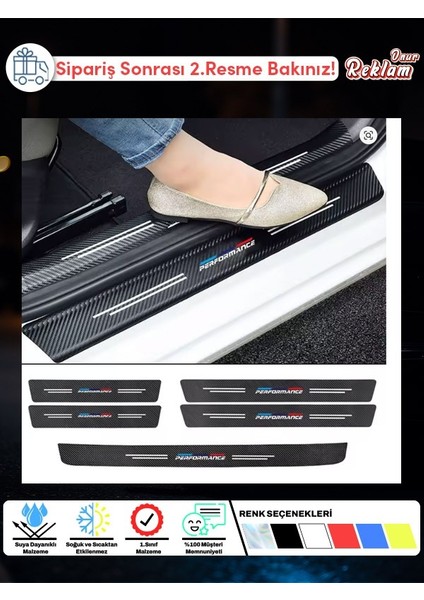 Bmw M Performance Kapı Eşiği Koruma Sticker Seti – Karbon Fiber Desen, Suya Dayanıklı