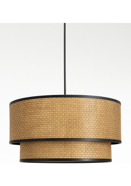 Hasır Avize Sarkıt – Çift Katlı Siyah Şeritli Deko modelleri