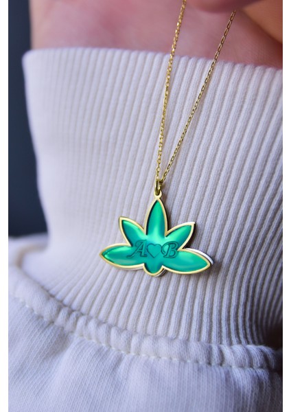 925 Ayar Gümüş Gold Kaplama Özel Tasarım Harfli Lotus Kolye