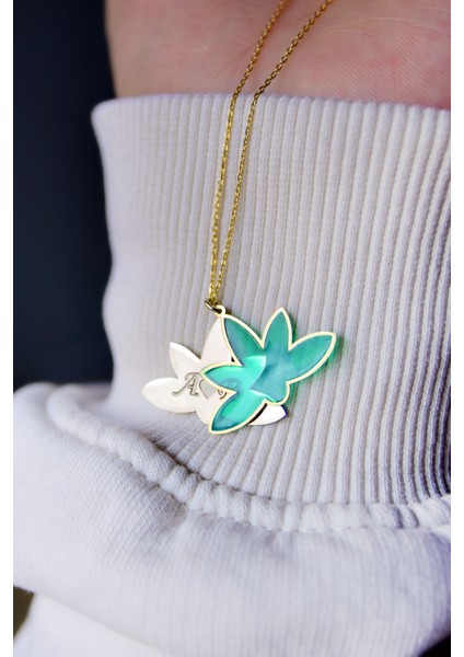 925 Ayar Gümüş Gold Kaplama Özel Tasarım Harfli Lotus Kolye modelleri