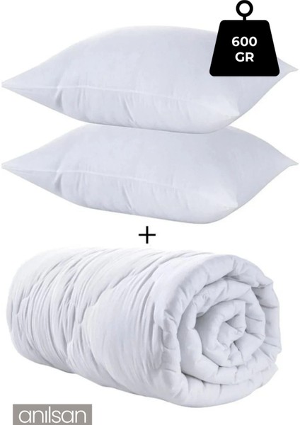 Çift Kişilik Silikon Yorgan +2 Mikrofiber Yastık Seti 600GR