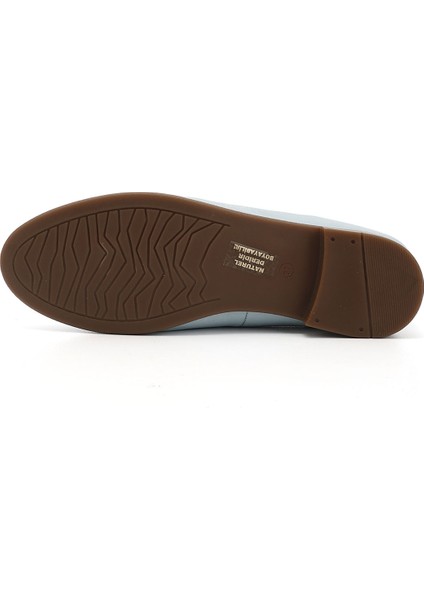 Kadın Mavi Hakiki Deri Püsküllü Babet indirimleri