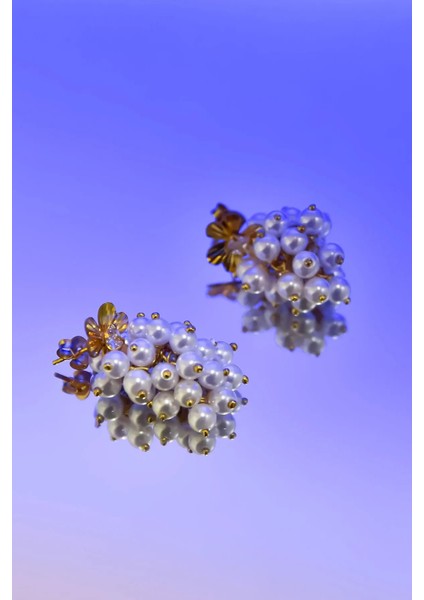 925 Ayar Gümüş Gold Kaplama Frezya Çiçeği Incili Üzüm Küpe fırsatları