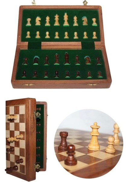 Mıknatıs Taşlı Ahşap Katlanabilir Kutulu Satranç Oyunu 30 cm fiyatları
