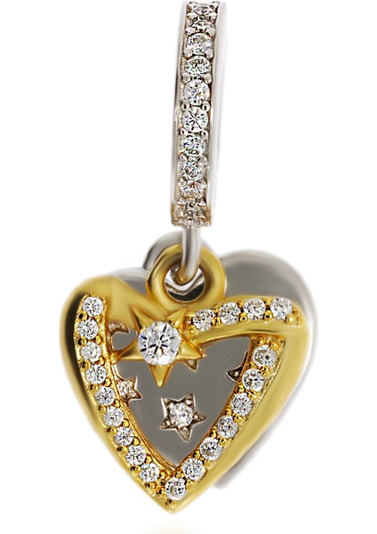 Kadın 'sen Benim Galaksimsin' Yazılı Kalp Model Gümüş Charm