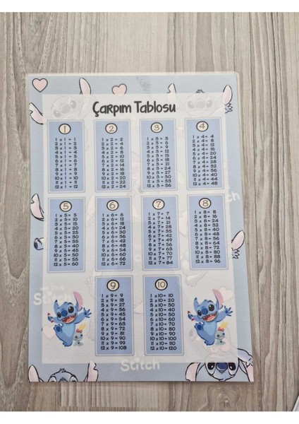 Stitch Temalı Mavi Pvc Çarpım Tablosu ve A5 Not Defteri fiyatları