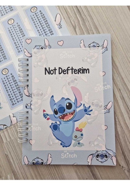 Stitch Temalı Mavi Pvc Çarpım Tablosu ve A5 Not Defteri modelleri