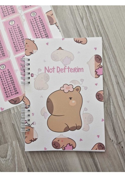 Capy Temalı Pembe Pvc Çarpım Tablosu ve A5 Not Defteri modelleri