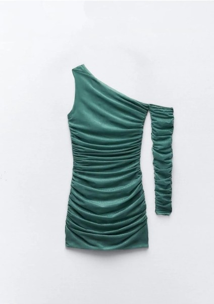 Allbucks Zara, Asimetrik Drapeli Organze Mini Elbise ABZRA0102 indirimleri