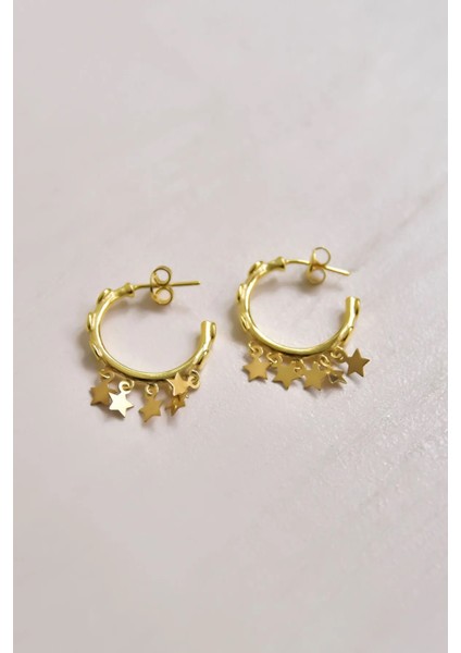 925 Ayar Gümüş Altın Kaplama Yıldız Pullu Sallantılı Shakira Tasarım Halka Küpe fiyatları